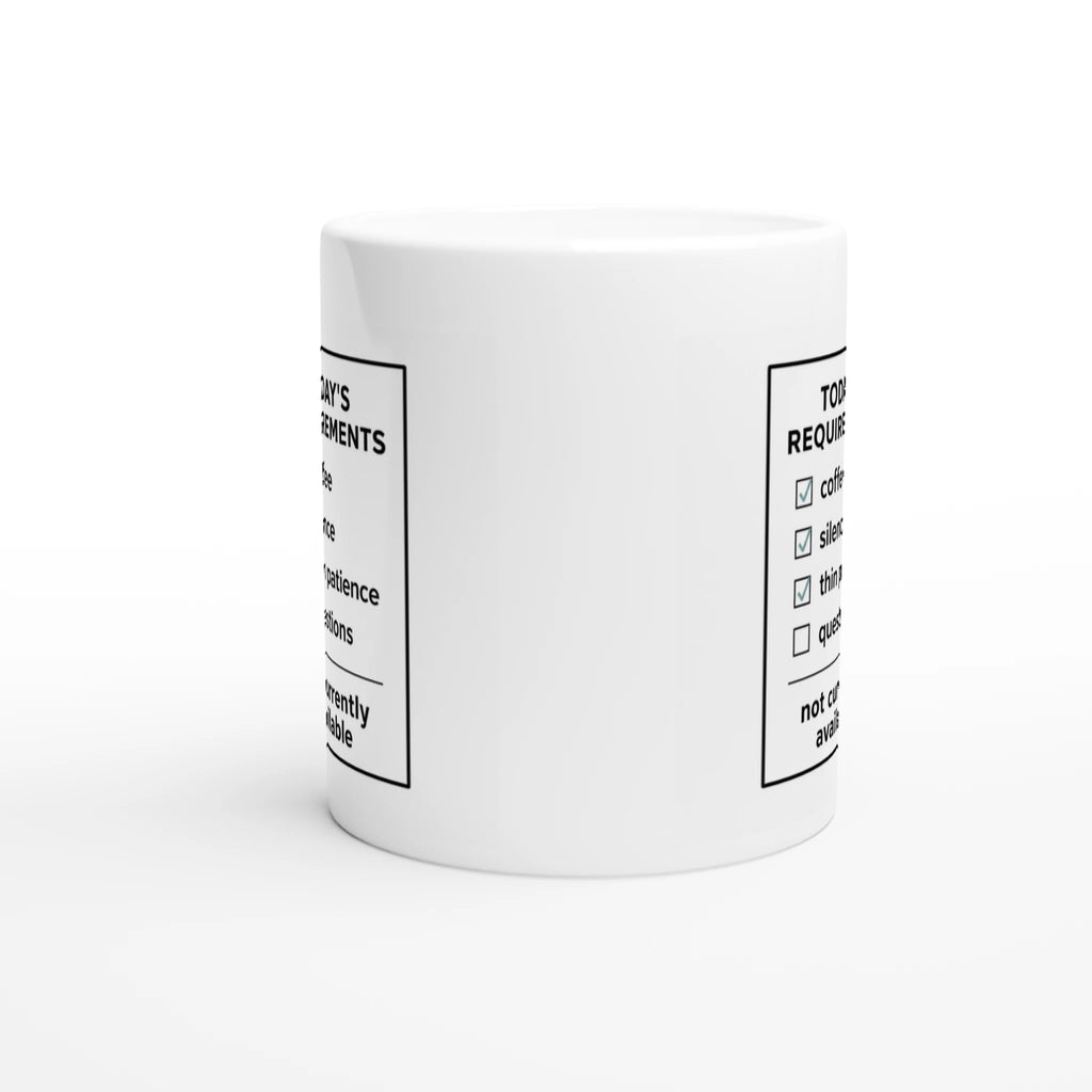 Funny coffee mug with coffee silence thin patience checklist design