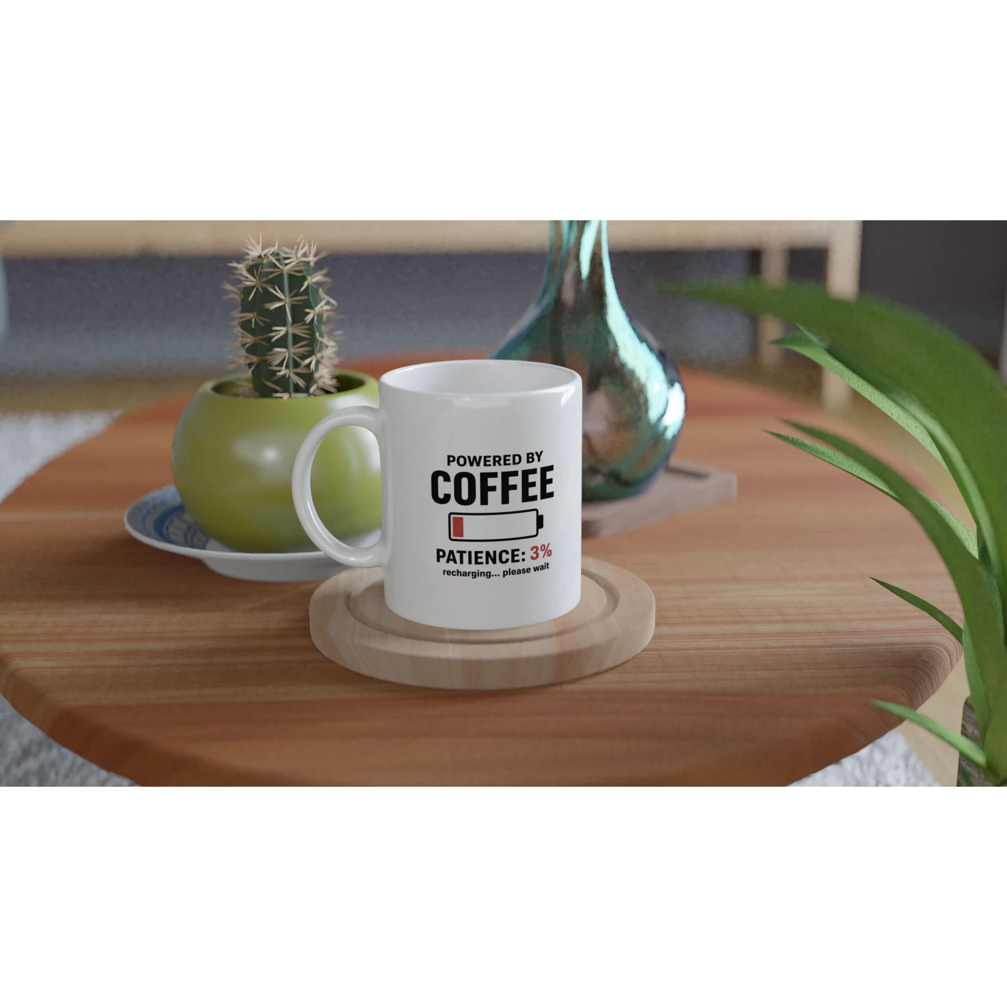 Funny coffee mug for women with patience low battery design