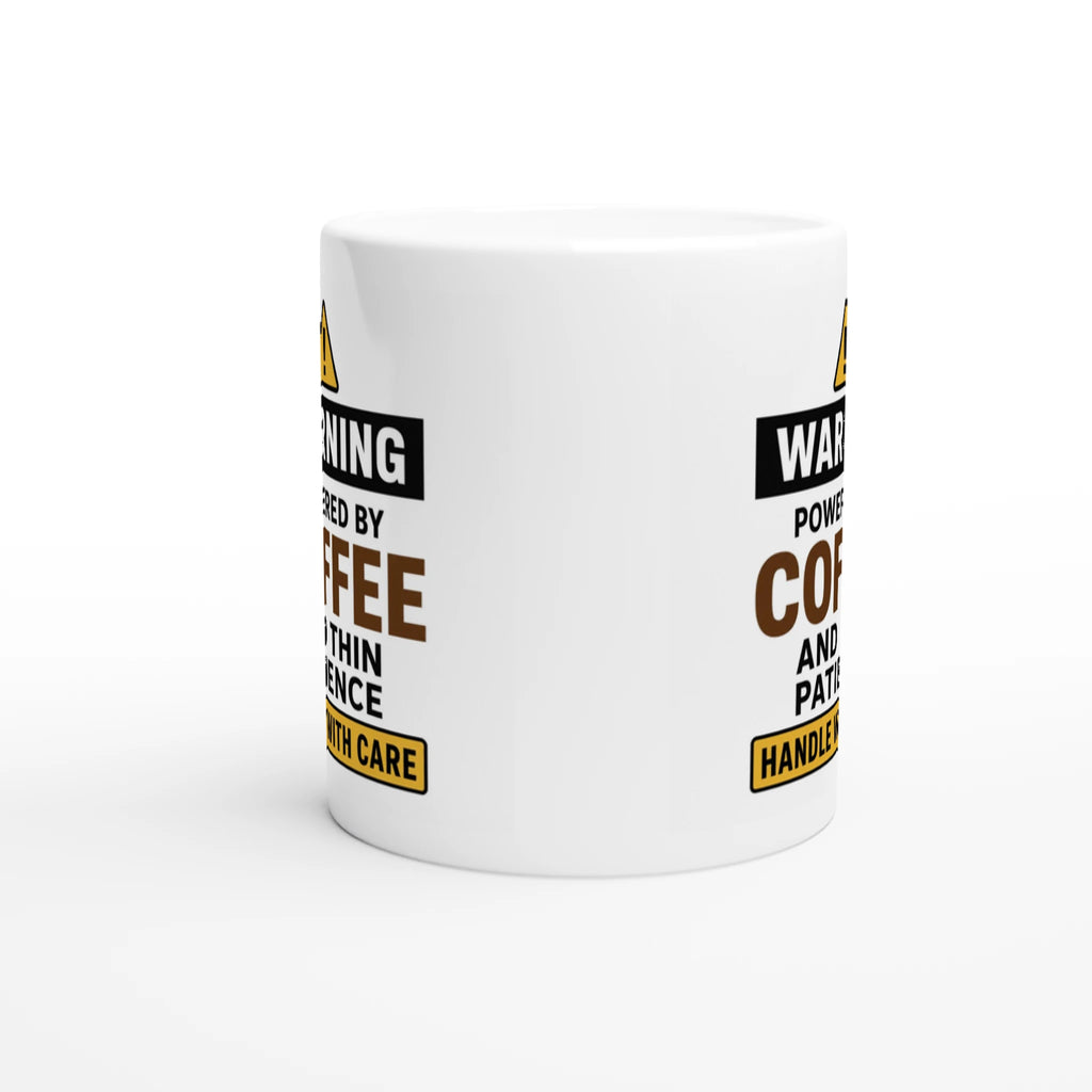 Funny coffee mug for women powered by coffee and thin patience