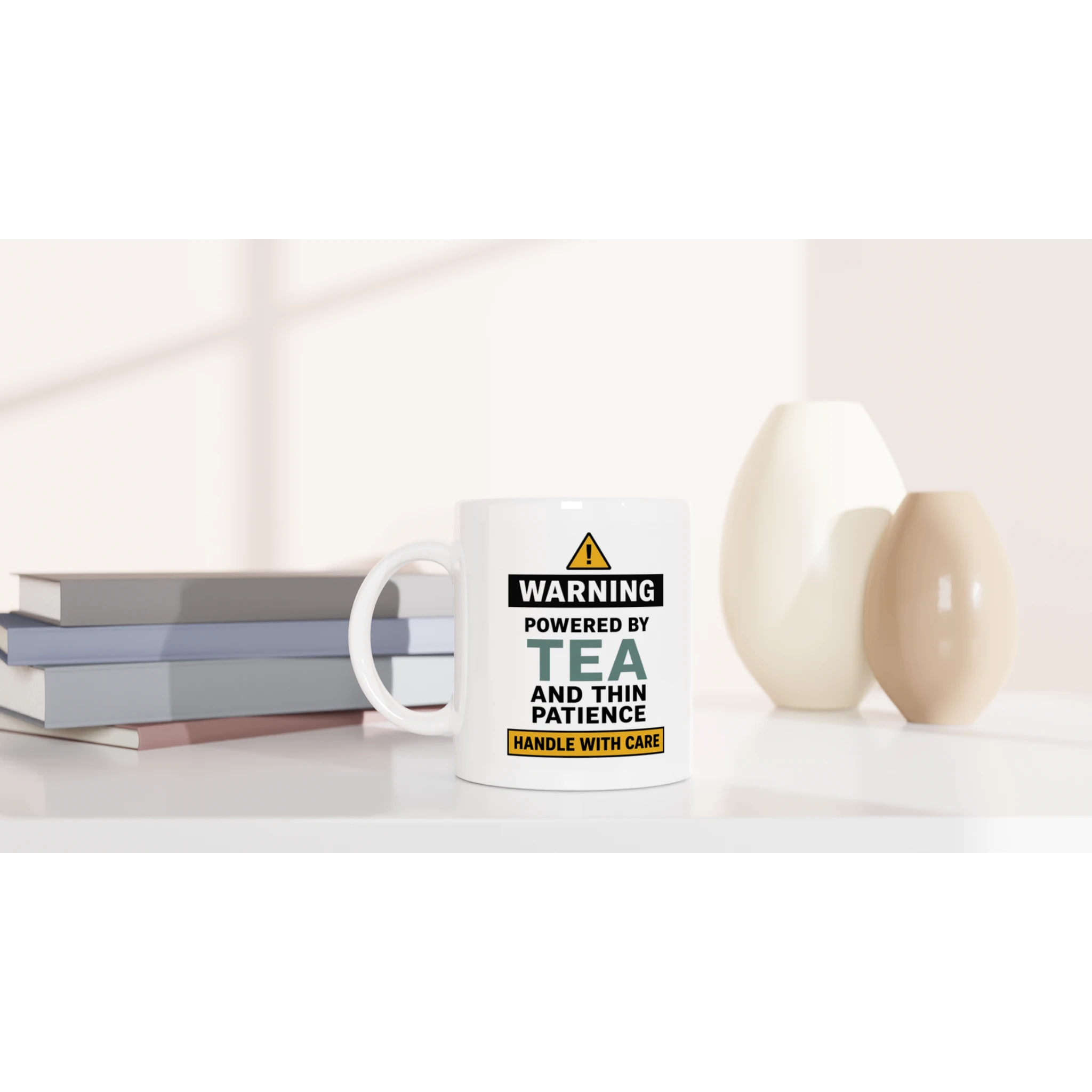 Funny tea mug for women powered by tea and thin patience