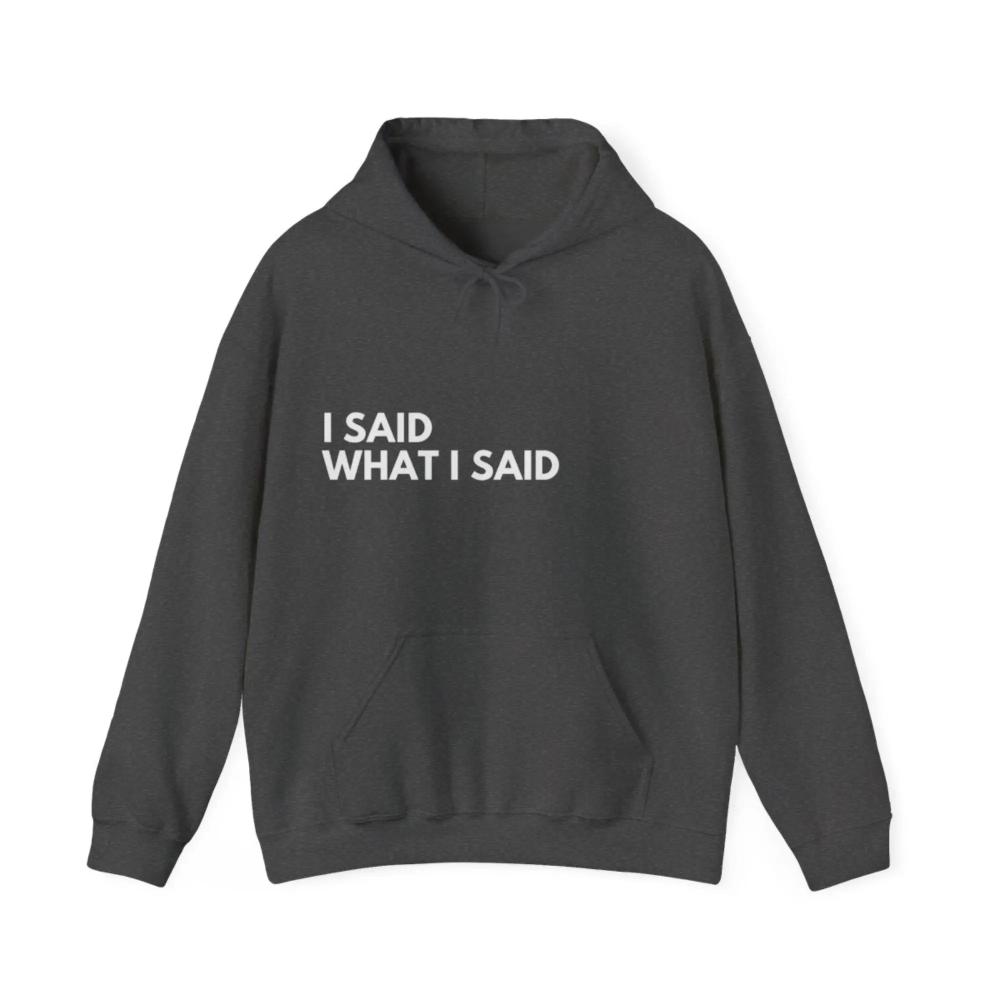 dark heather I said what I said hoodie UK womens slogan hoodie lifestyle