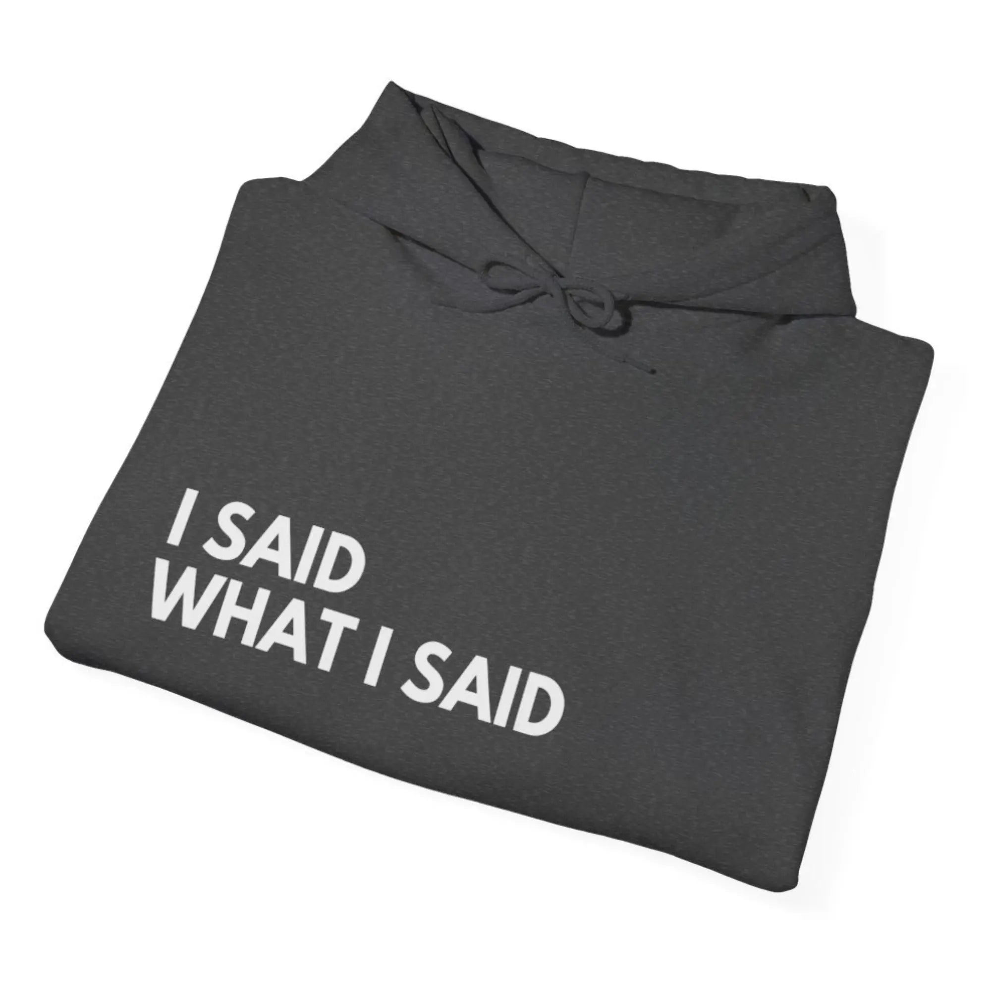 UK womens hoodie dark heather I said what I said slogan hoodie lifestyle