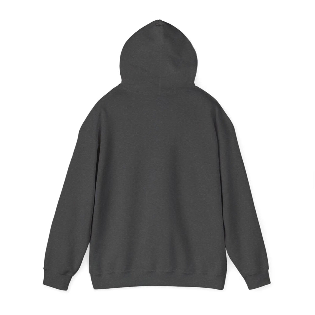 UK womens hoodie dark heather slogan back