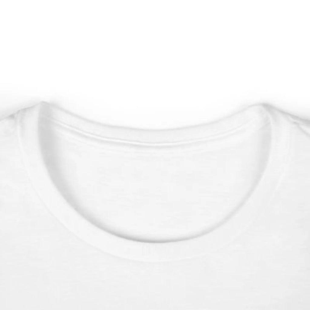 ladies white slogan tee neck view