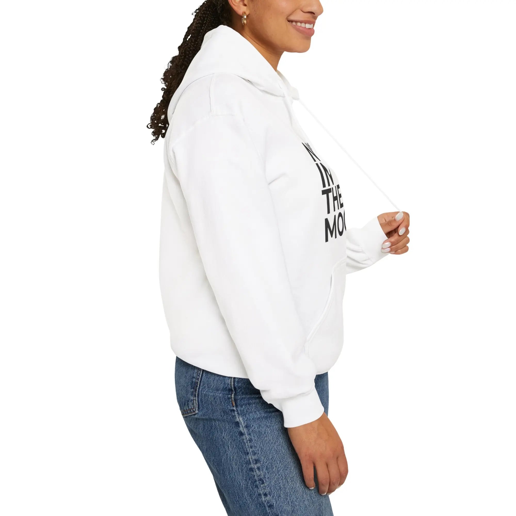 ladies slogan white hoodie not in the mood