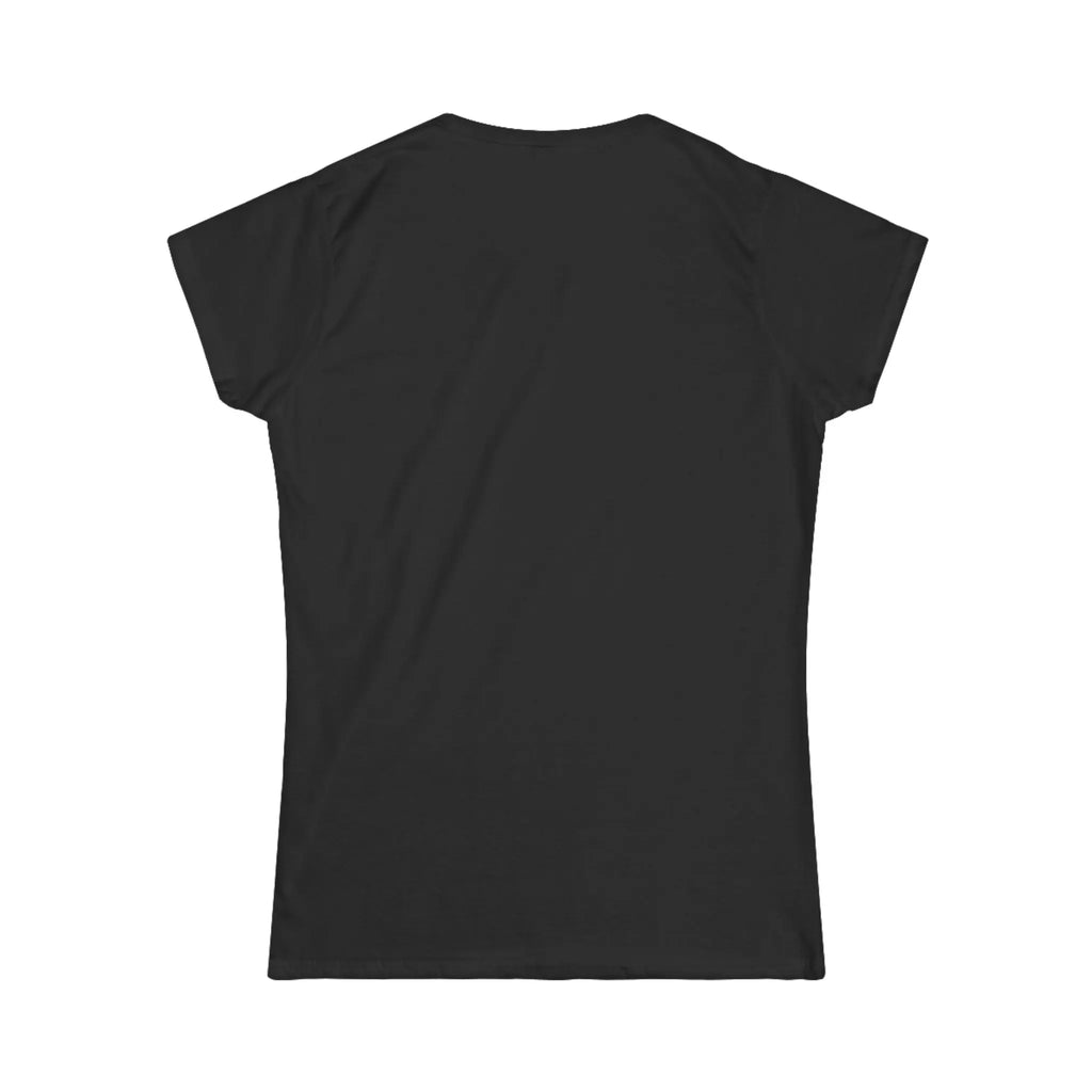 ladies semi fitted black t shirt minimalist slogan tee