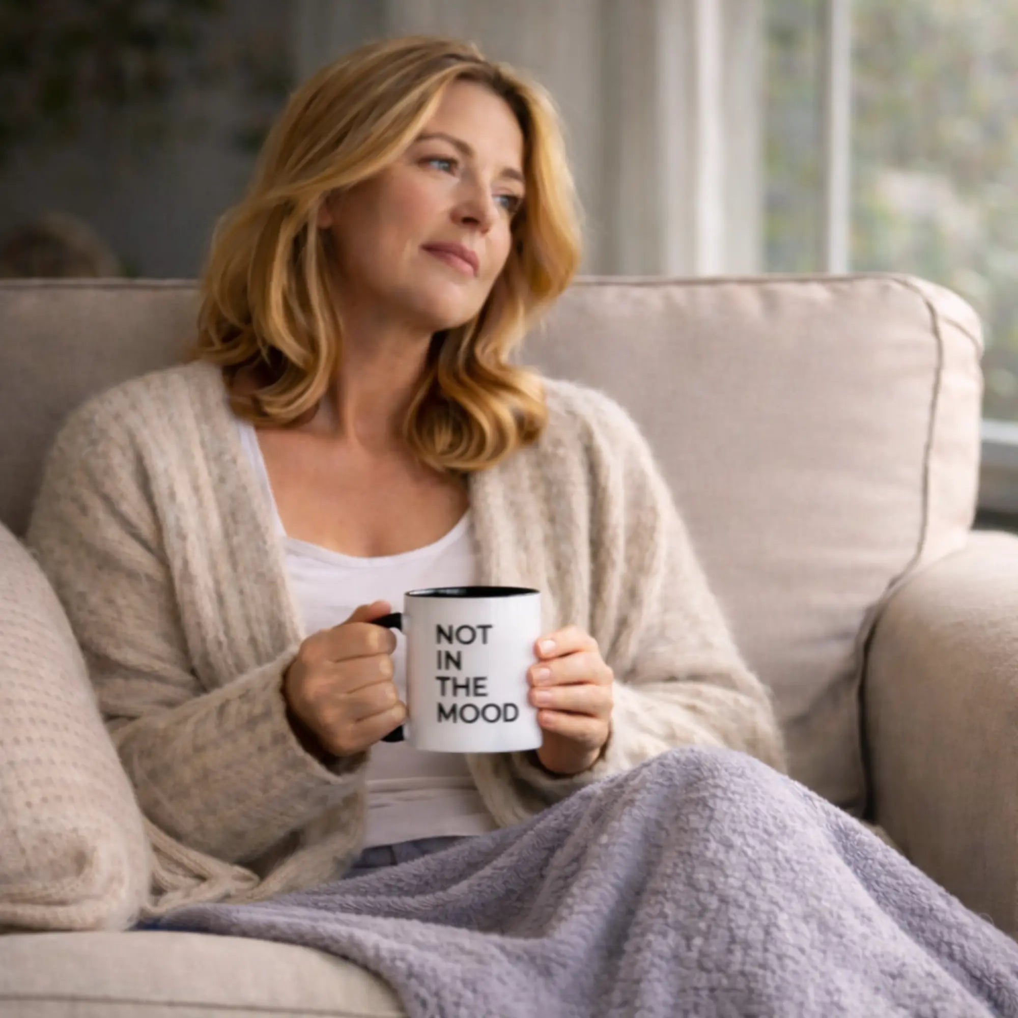 Not In The Mood coffee mug modern minimalist typography mug for women