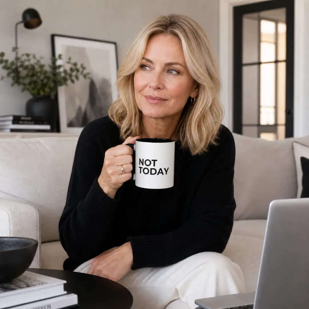 Not Today coffee mug modern minimalist typography mug for women