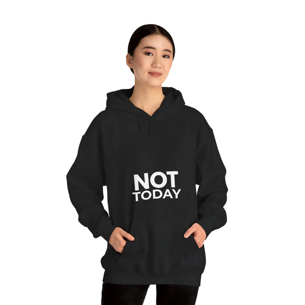 Not Today black hoodie UK women’s casual outfit