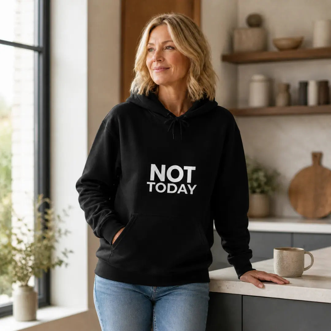 Women’s black Not Today slogan hoodie UK
