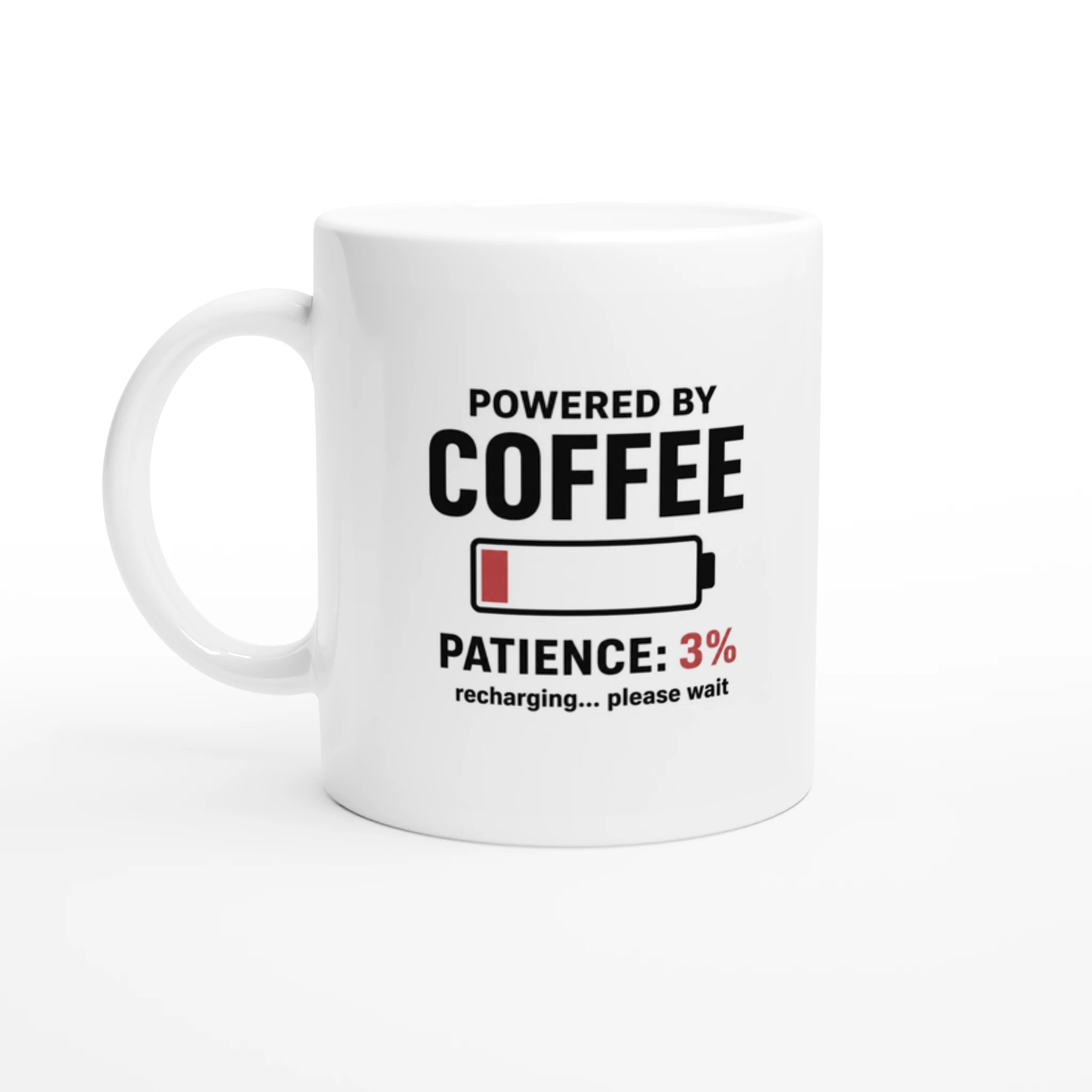 Powered By Coffee Low Battery Mug - Funny Coffee Mug UK